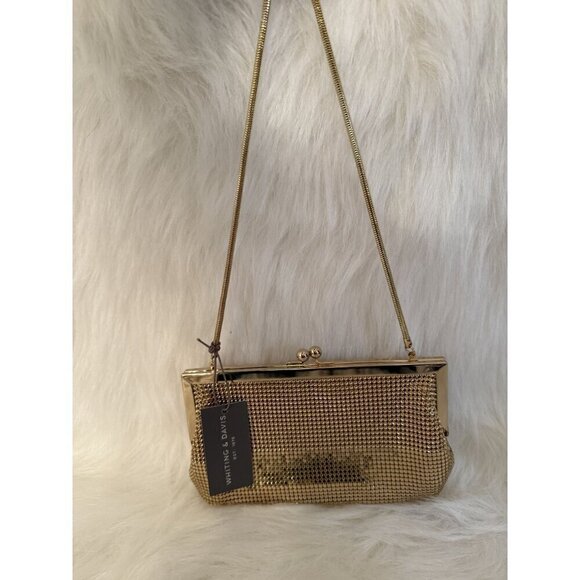 Whiting & Davis Double Ball Twist Gold Small Clutch - Picture 3 of 4